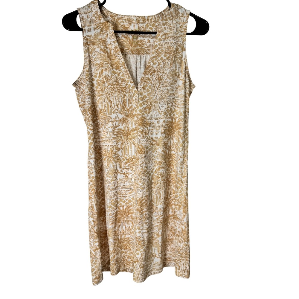 Lilly Pulitzer Dev Dress Sand Bar Palm Beach Paradise Gold/White XS NWT